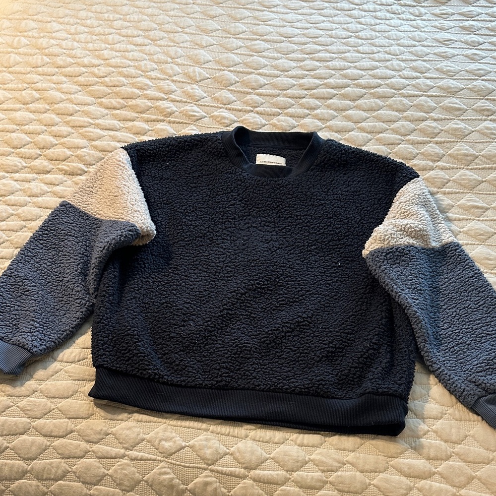American Eagle Outfitters Navy and Gray Colorblock Sweatshirt